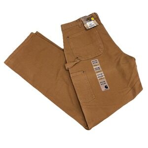 NEW Carhartt Double Knee Work Pants 34x36 Brown Loose Fit Utility Mens B136 BRN